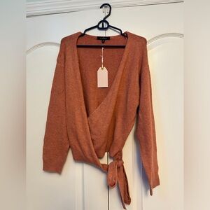 Love Tree Brand New Pink Crossover Knit Wrap Sweater